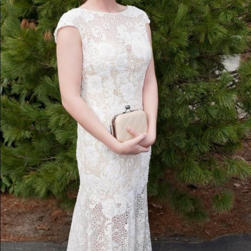 White lace prom dress